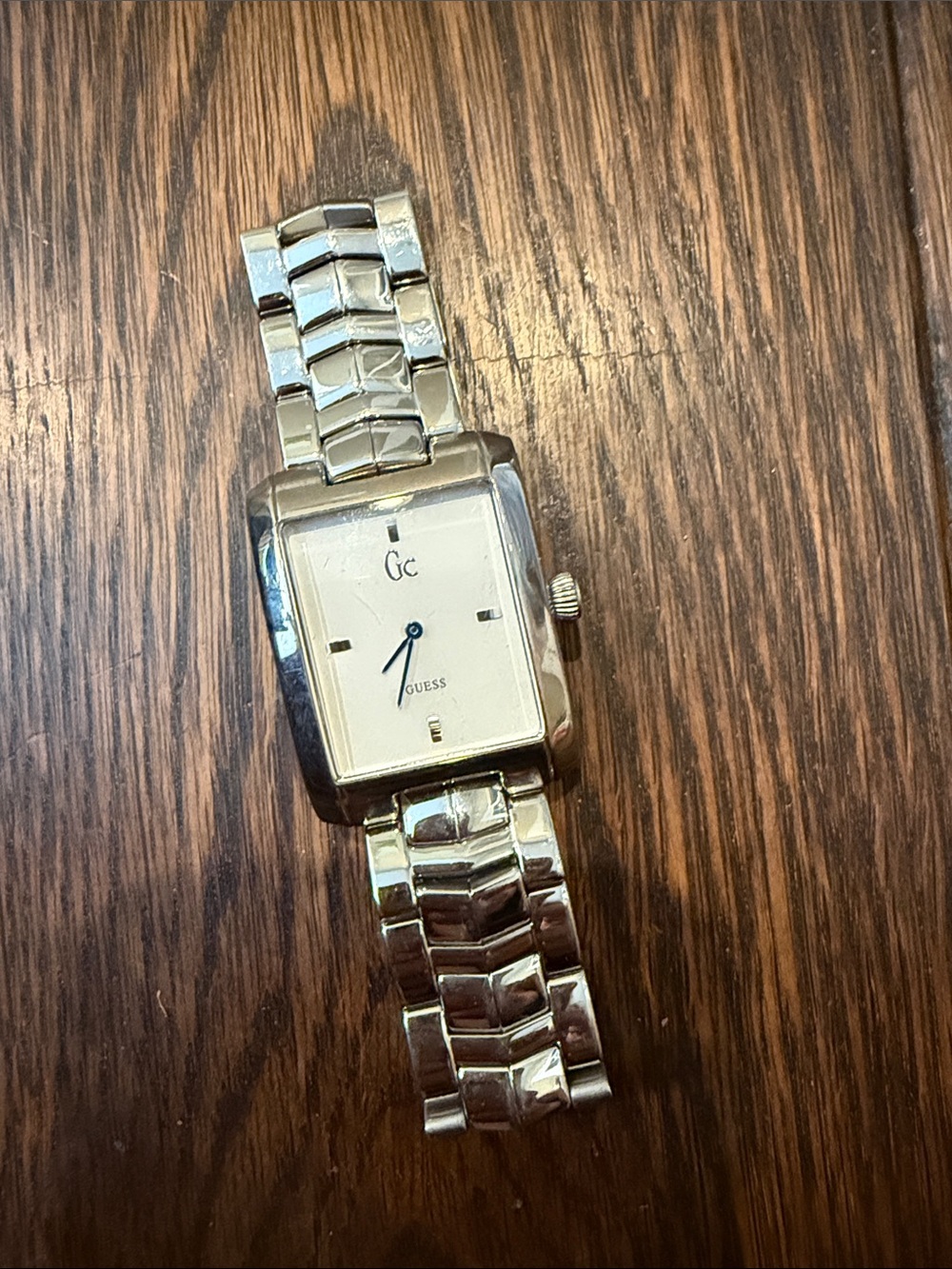 G by Guess Men's Silver Square Dial Stainless Bracelet Watch